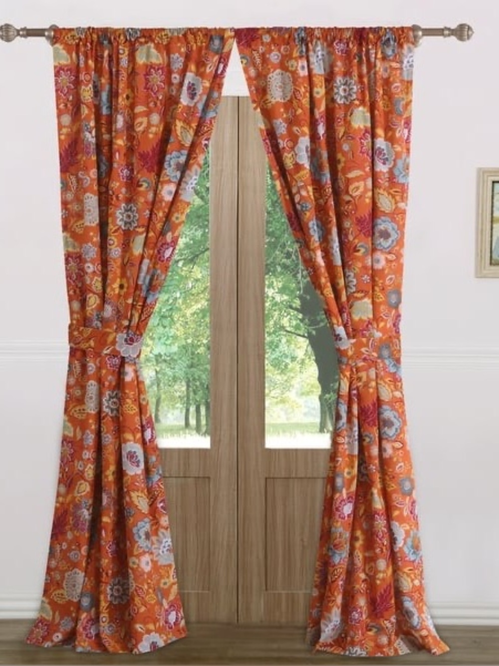 Greenland Home Fashions Astoria Curtain Panels Set of 2 42x95 Spice floral NWOT